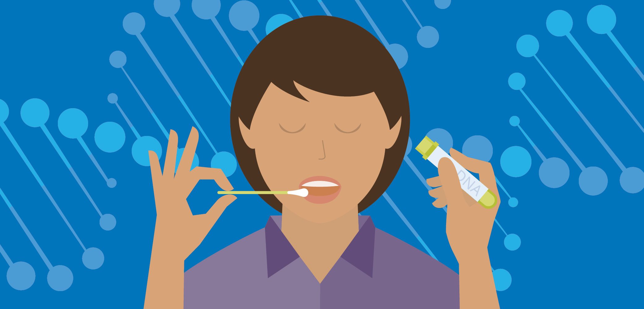 插图显示一个人进行口腔拭子DNA测试。